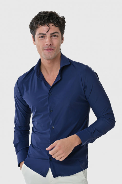 Camicia slim no-stiro tinta unita