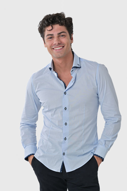Camicia in cotone maniche lunghe con profilo