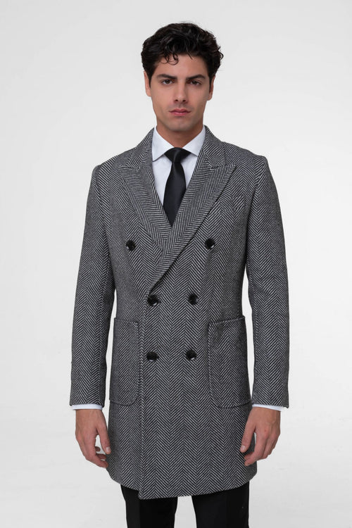 Cappotto mistolana doppio petto spigato