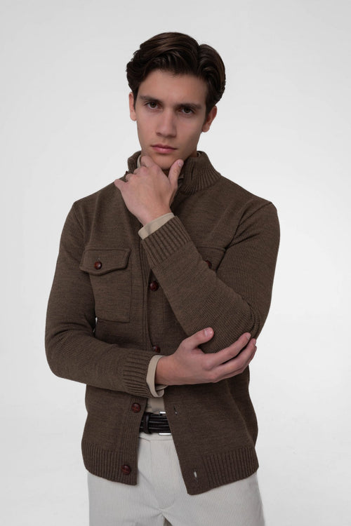 Cardigan misto lana con taschini