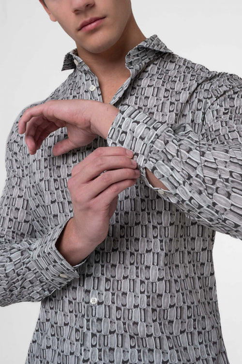 Camicia slim fit a fantasia