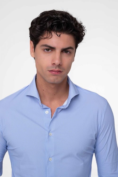 Camicia slim no-stiro micro fantasia