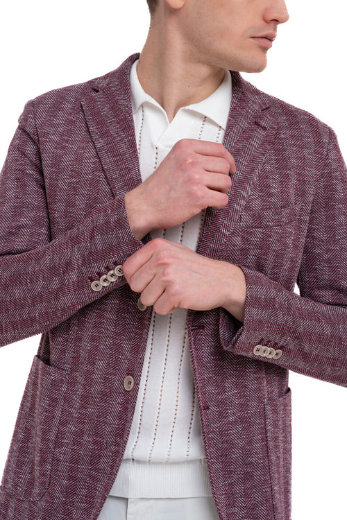 Giacca in trama con maglia spigata