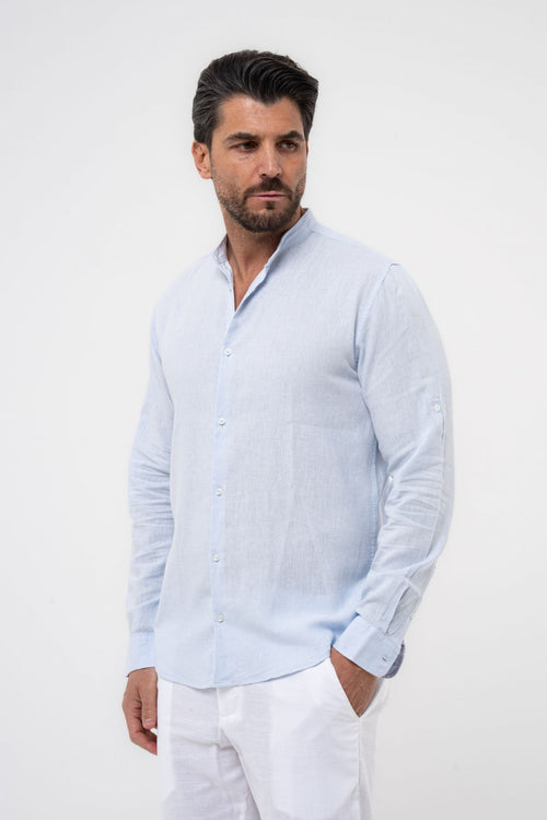 Camicia coreana misto lino