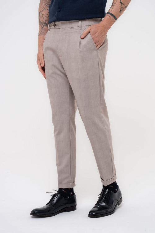 Pantaloni con trama principe di Galles con pince