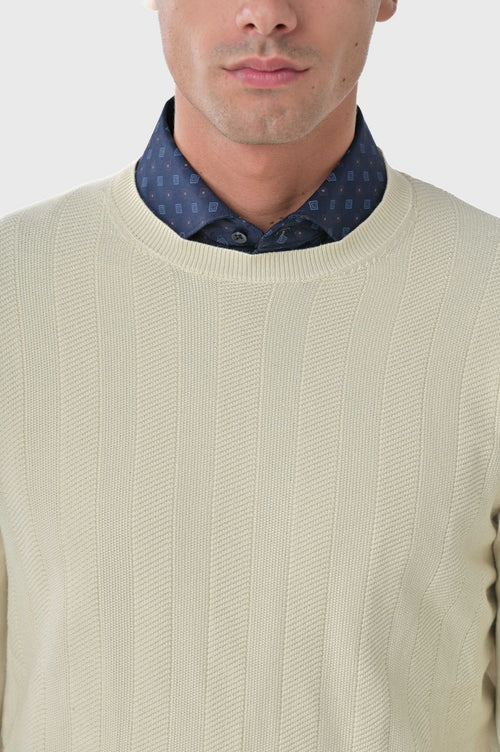 Maglioncino girocollo con texture righe verticali