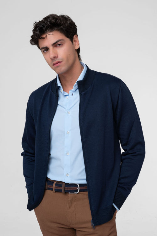 Cardigan a zip intera in misto lana