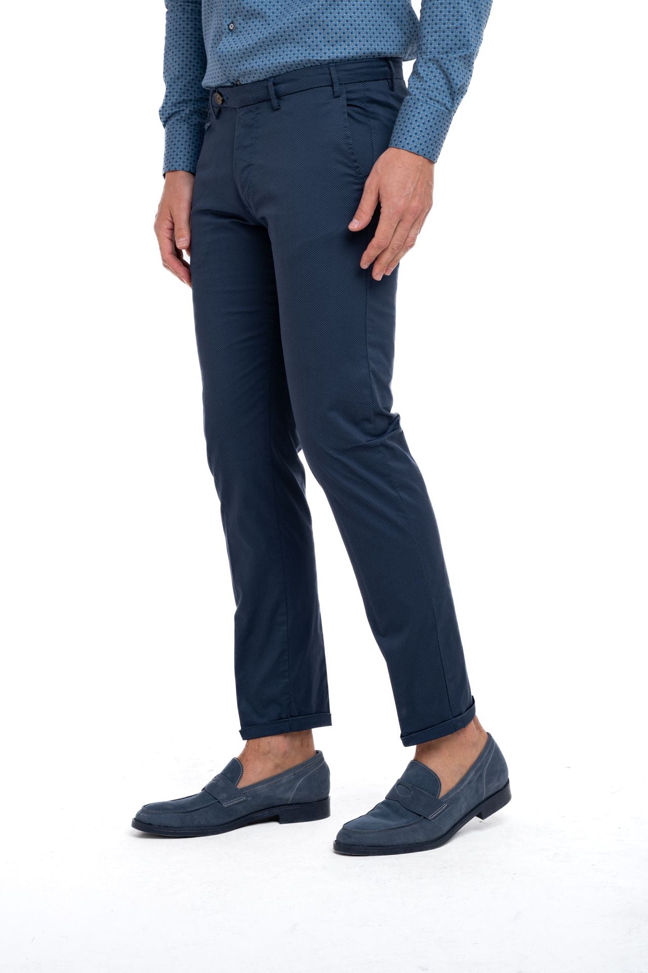Pantaloni chino micro fantasia young fit