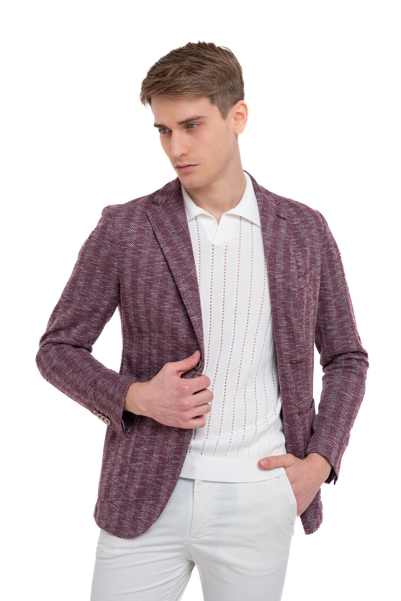 Giacca in maglia con trama spigata