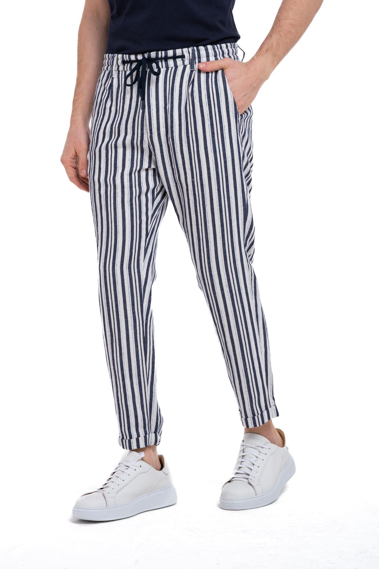 Pantalaccio con risvolto a righe verticali