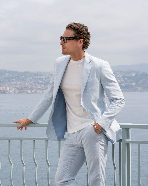 Abito Slim fit misto lino microfantasia