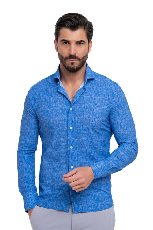 Camicia slim no-stiro effetto melange