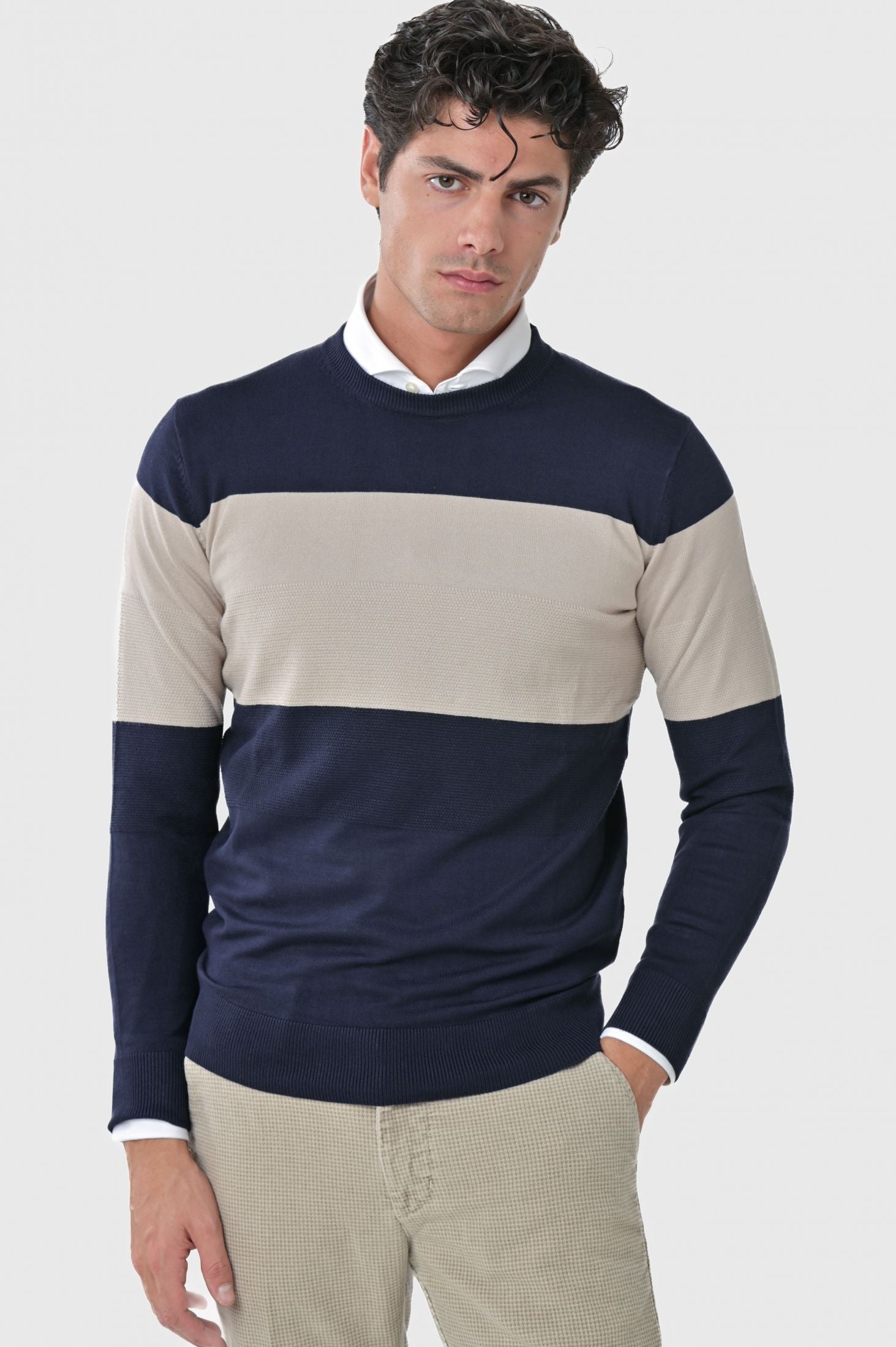 Maglioncino girocollo color block