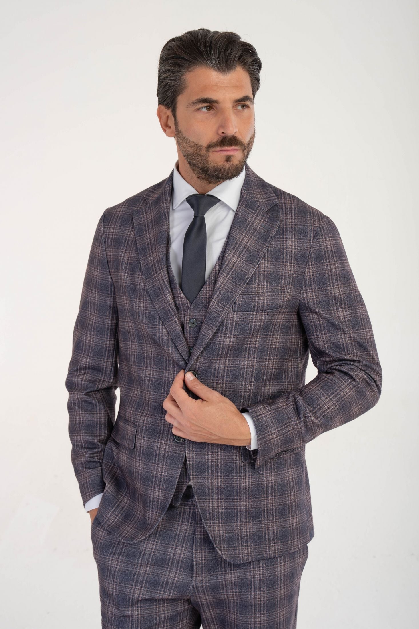 Giacca monopetto a quadri