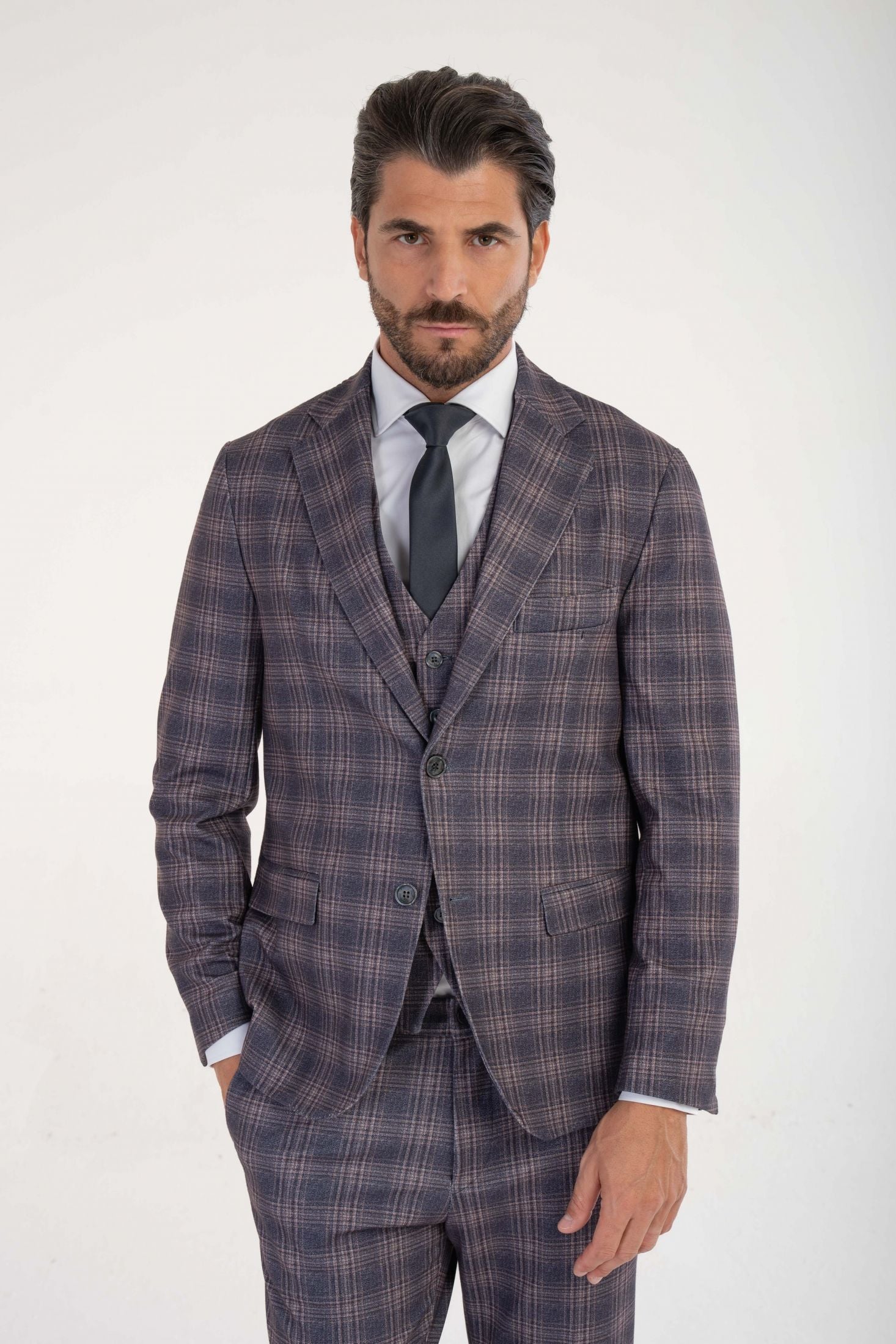 Giacca monopetto a quadri