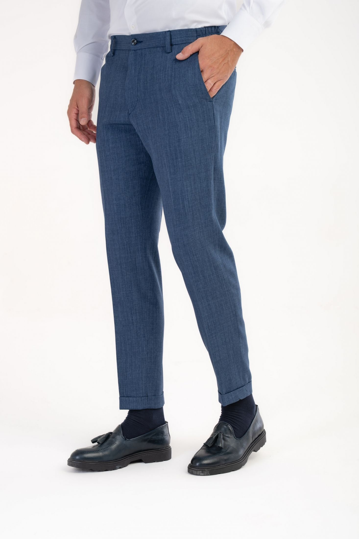Pantaloni con texture fiammata