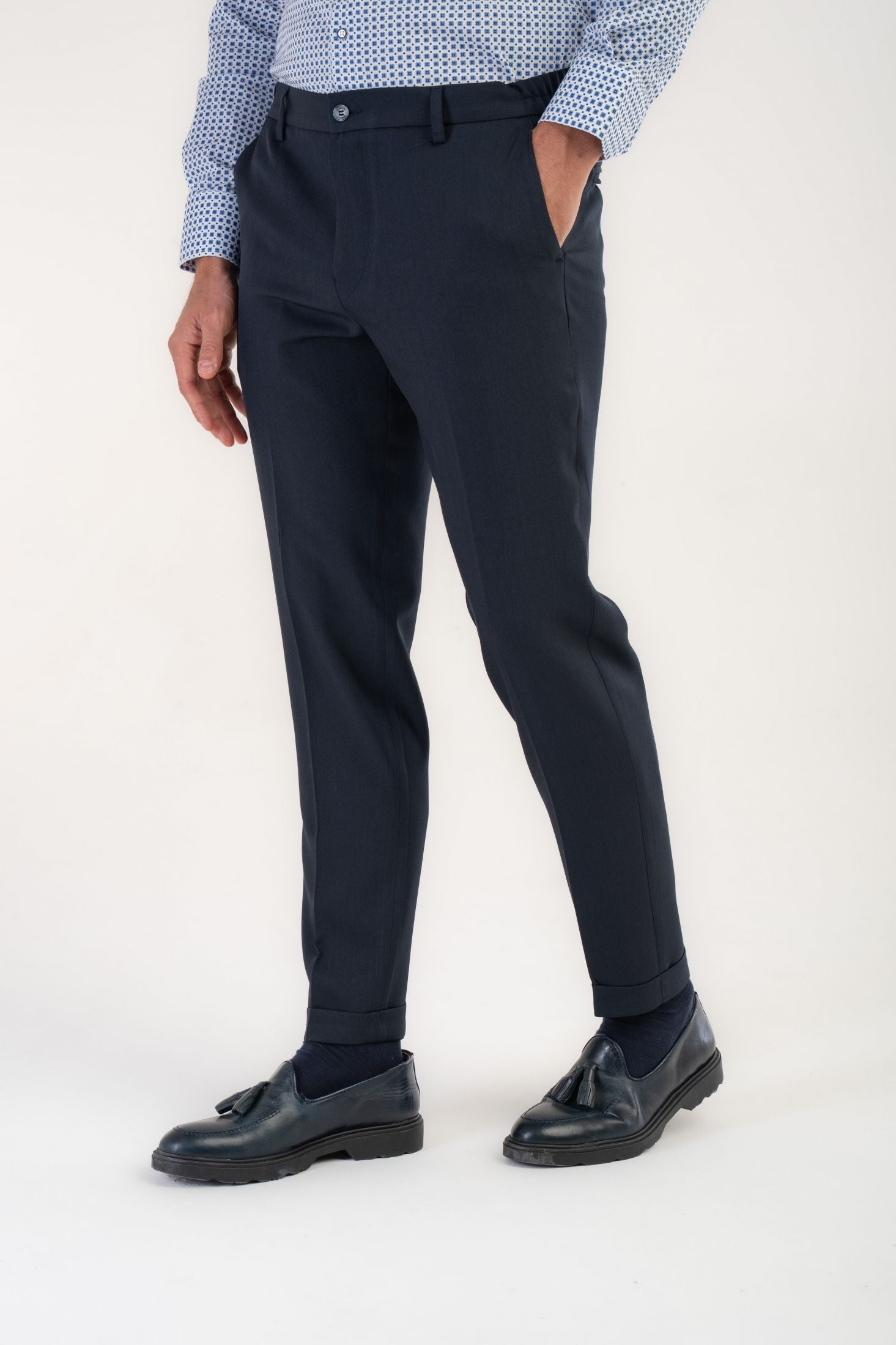 Pantaloni con texture melange