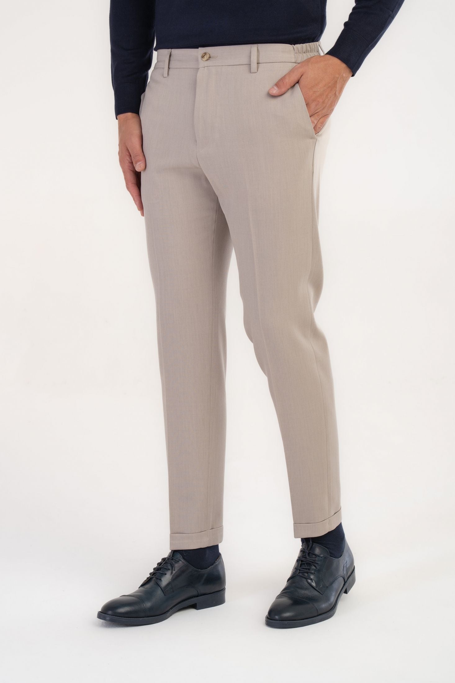 Pantaloni con texture melange