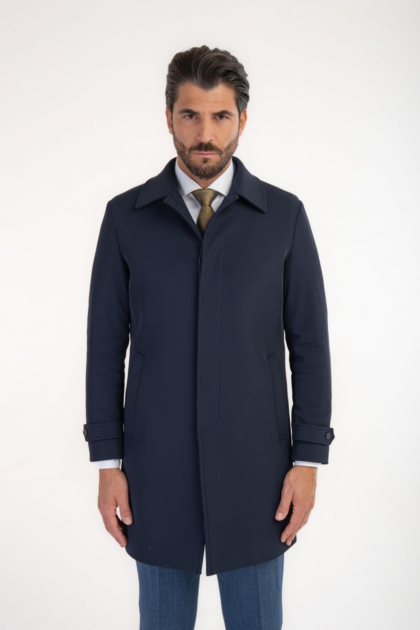 Trench monopetto trapuntato