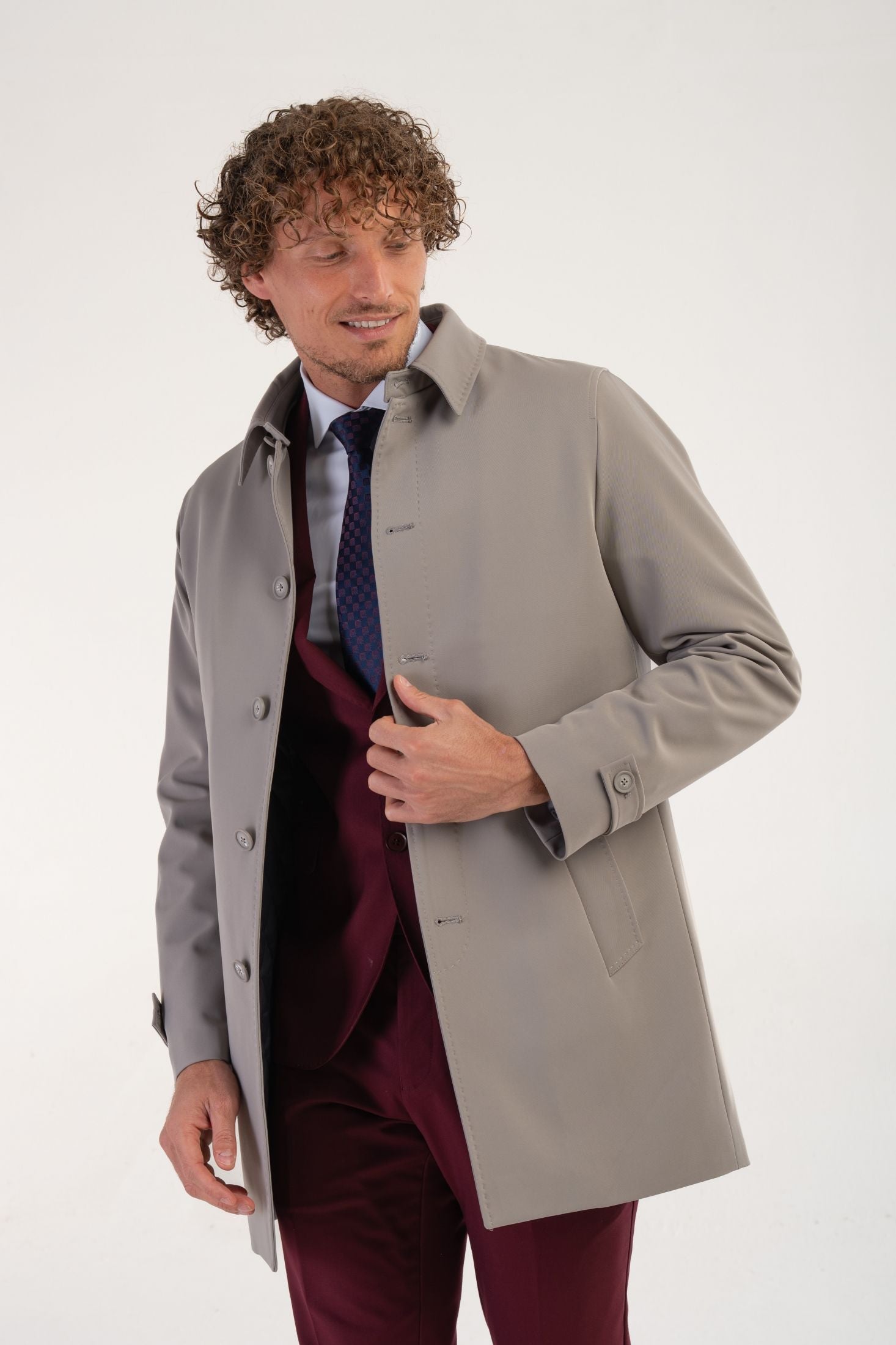 Trench monopetto trapuntato