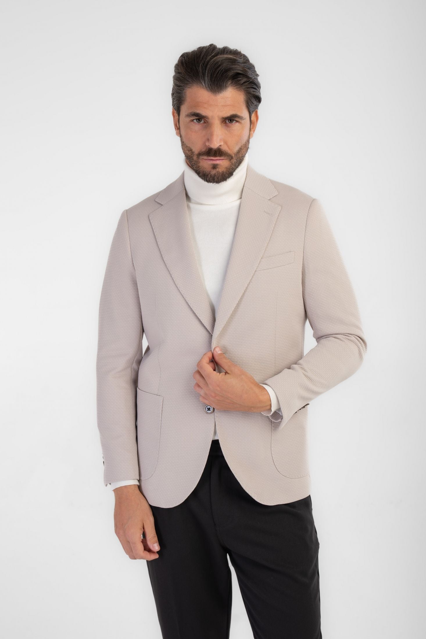 Giacca monopetto in tessuto armaturato