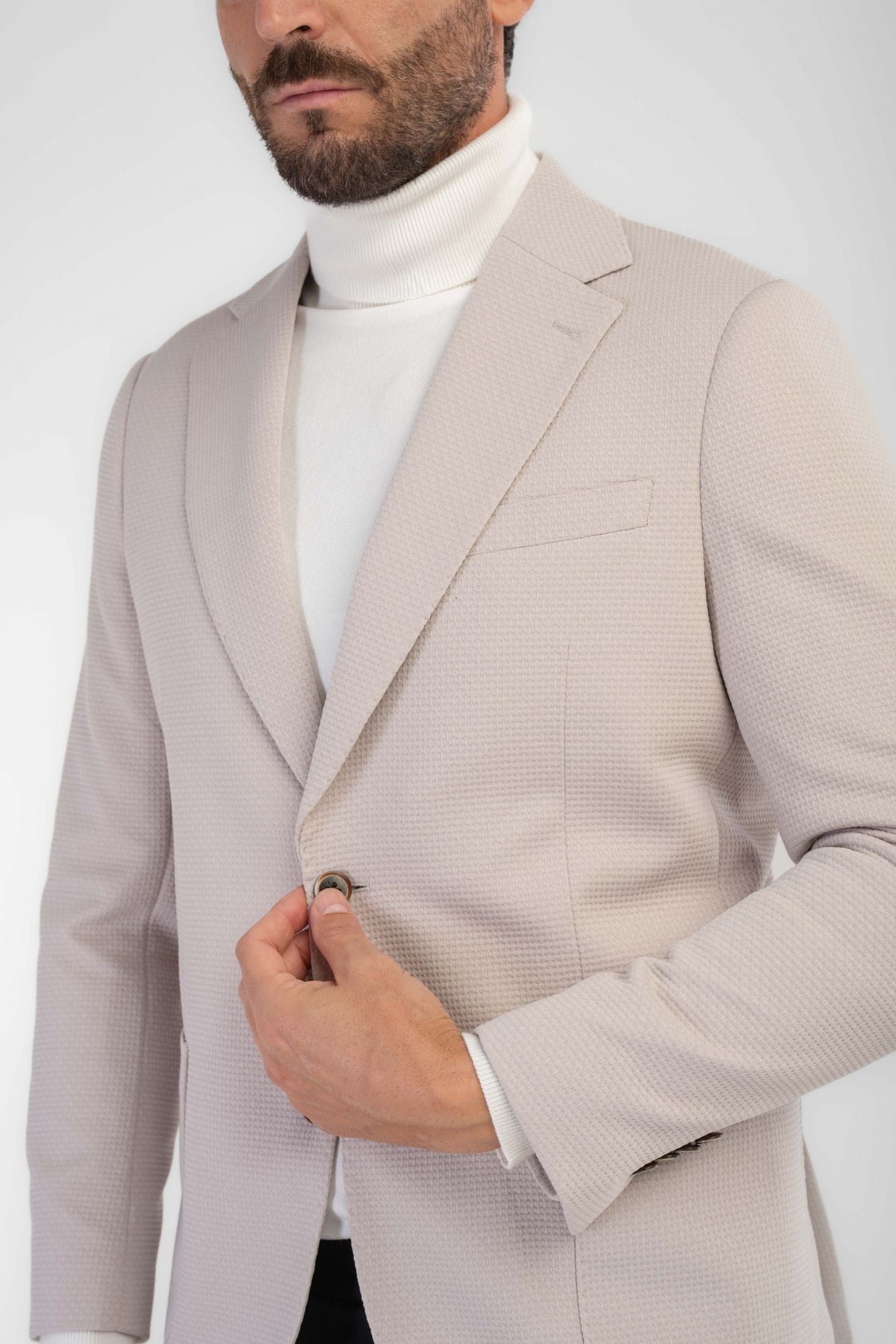 Giacca monopetto in tessuto armaturato