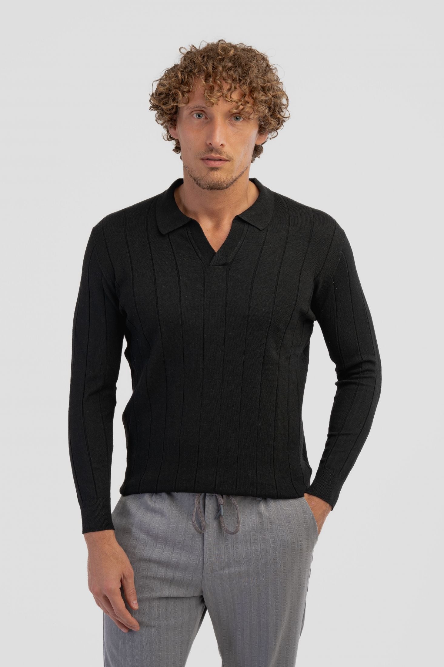 Polo derby in misto lana riciclata