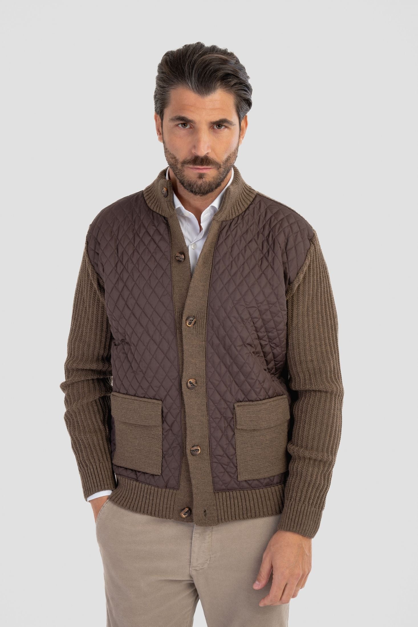 Cardigan giubbino in misto lana