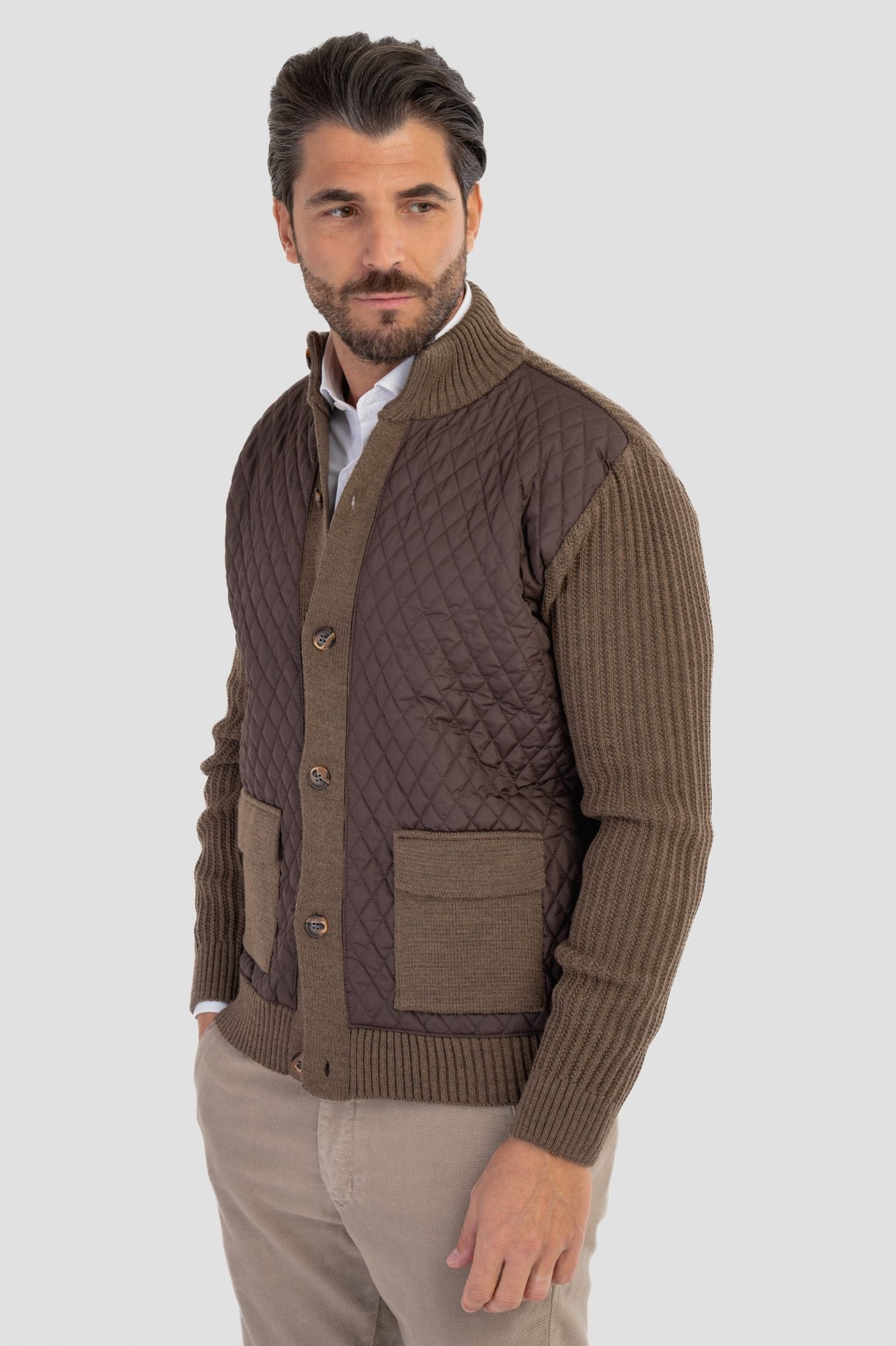 Cardigan giubbino in misto lana
