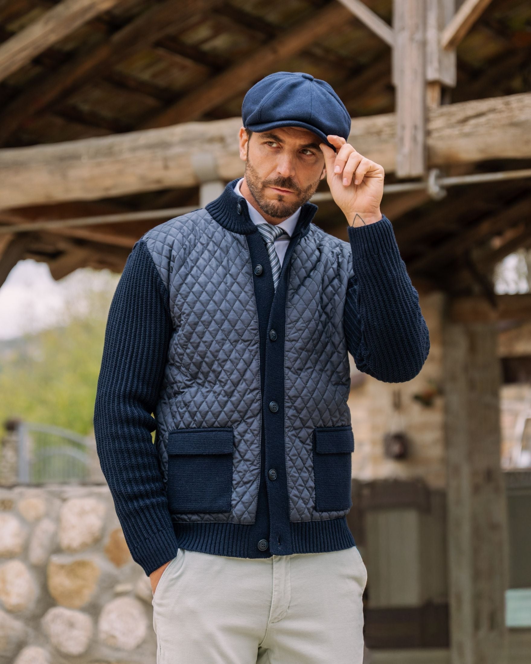 Cardigan giubbino in misto lana