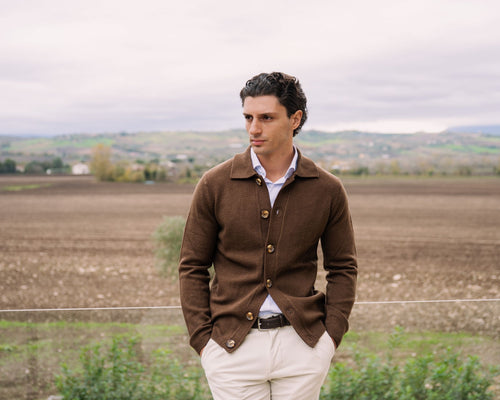 Cardigan con collo a Polo