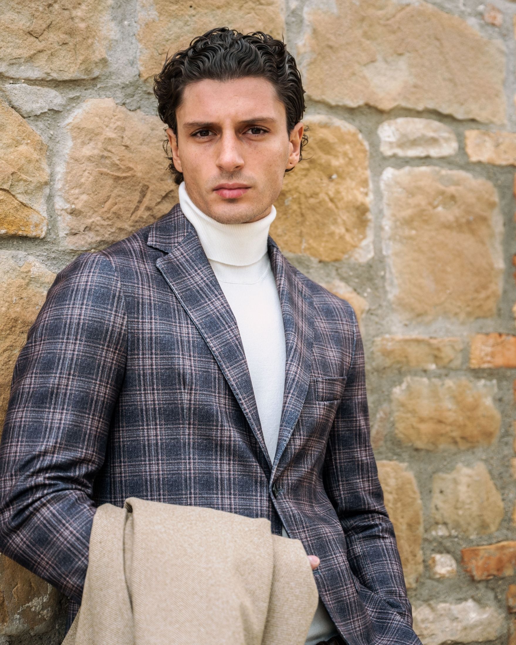 Giacca monopetto a quadri