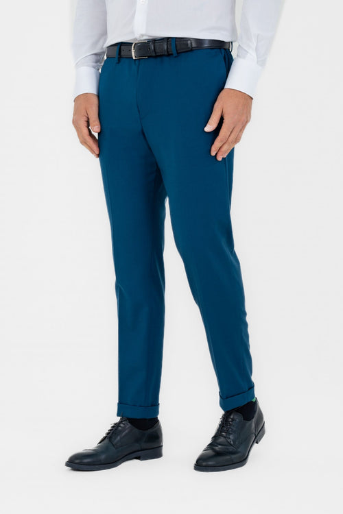 Pantaloni eleganti in tessuto rasato con risvolto