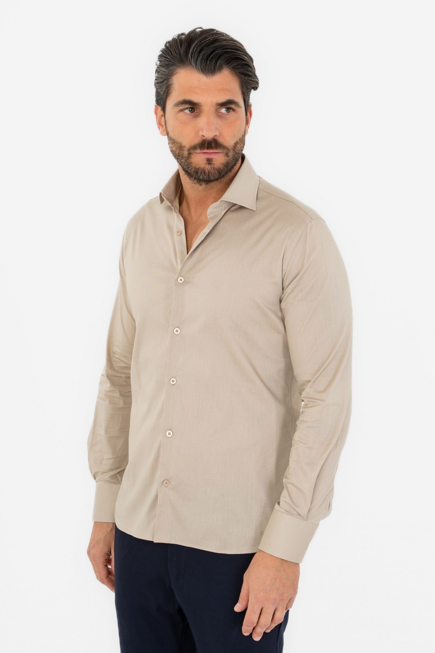 Camicia collo francese in cotone