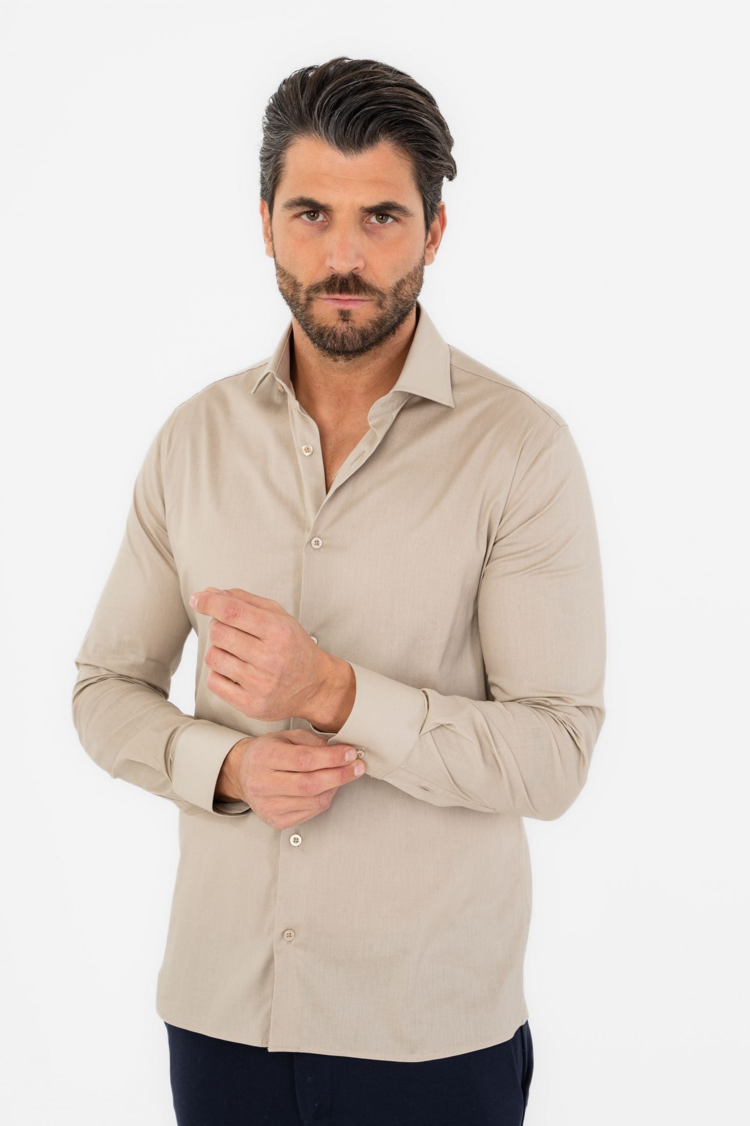 Camicia collo francese in cotone