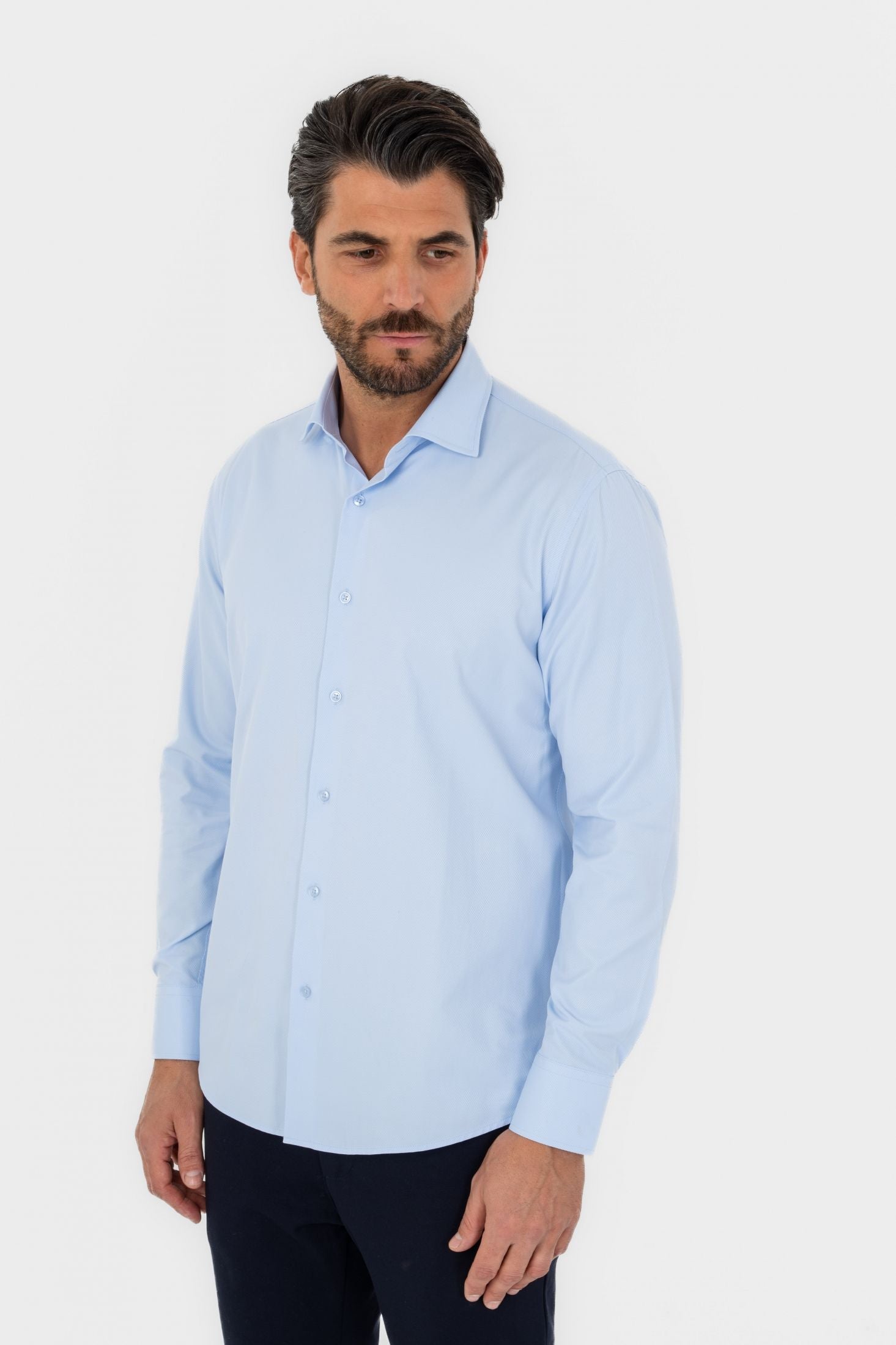 Camicia Regular fit con trama diagonale in rilievo