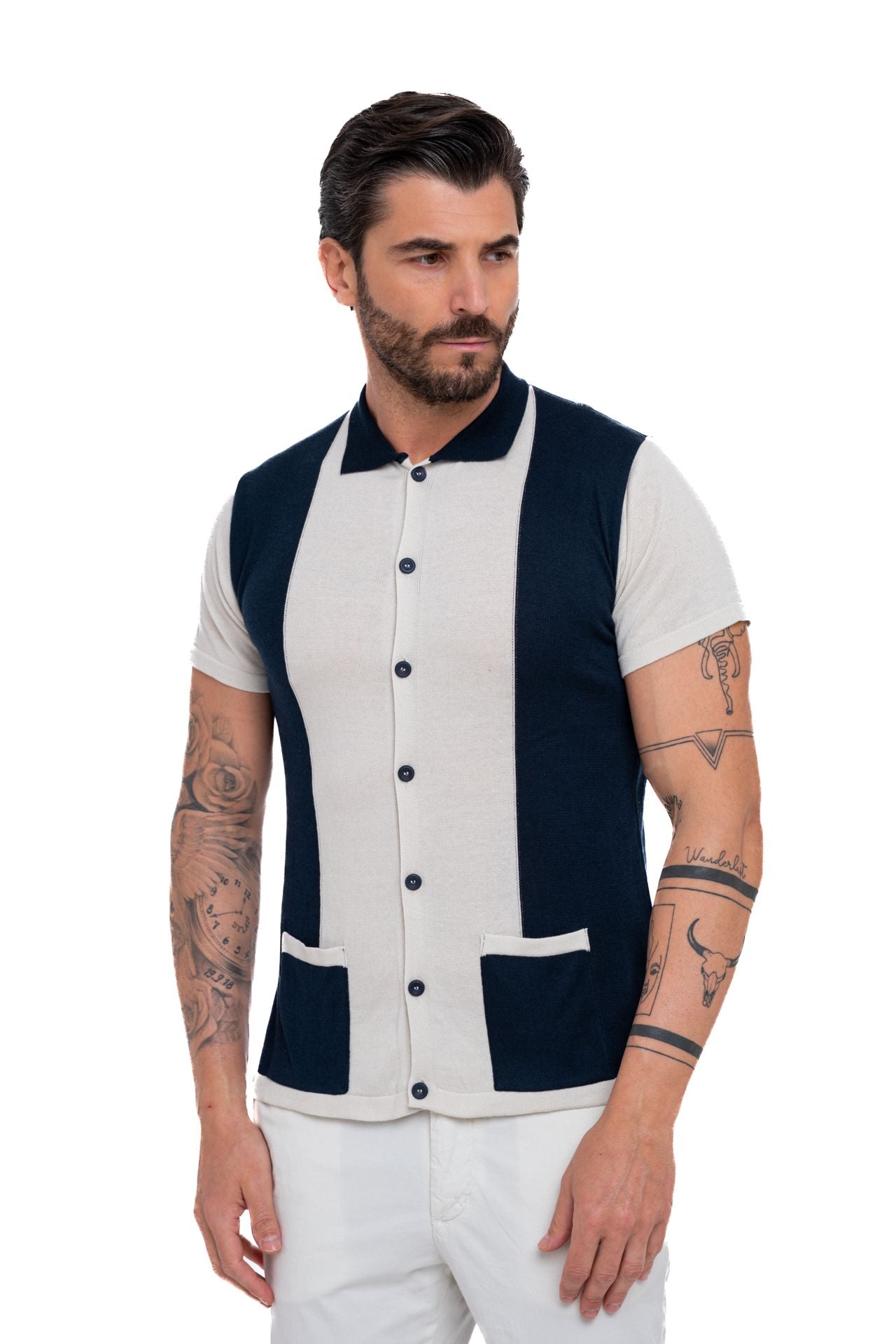 Polo full button in maglia extrafine