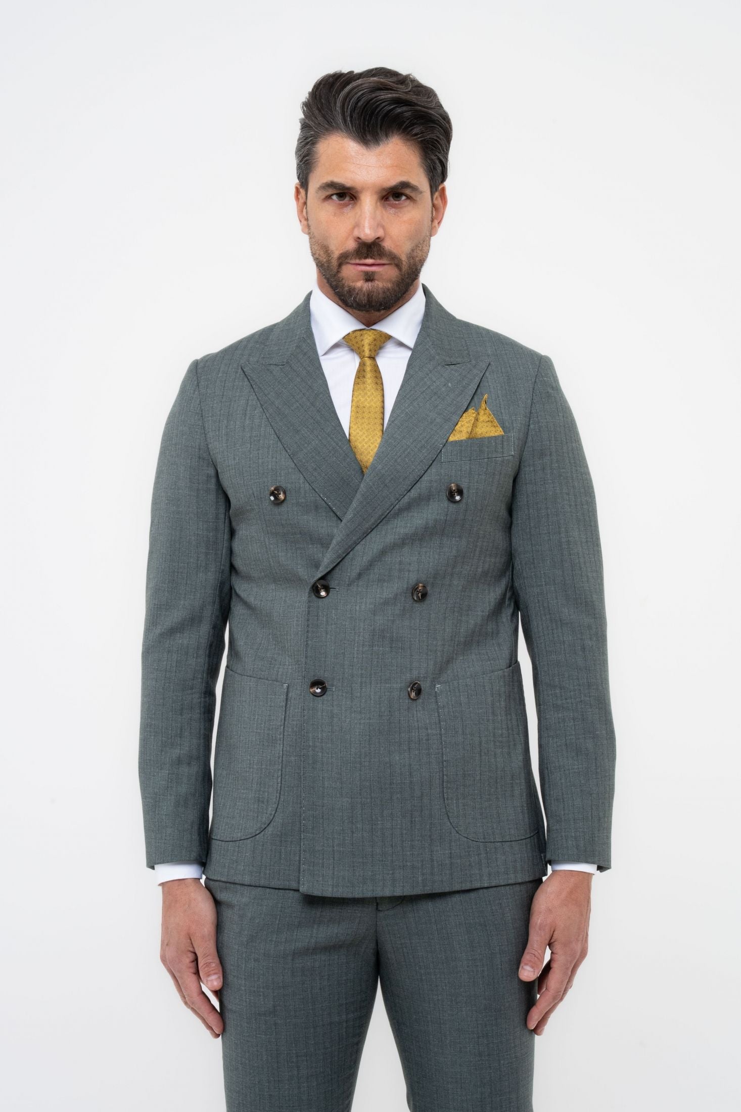 Abito doppiopetto Slim Fit a spina di pesce
