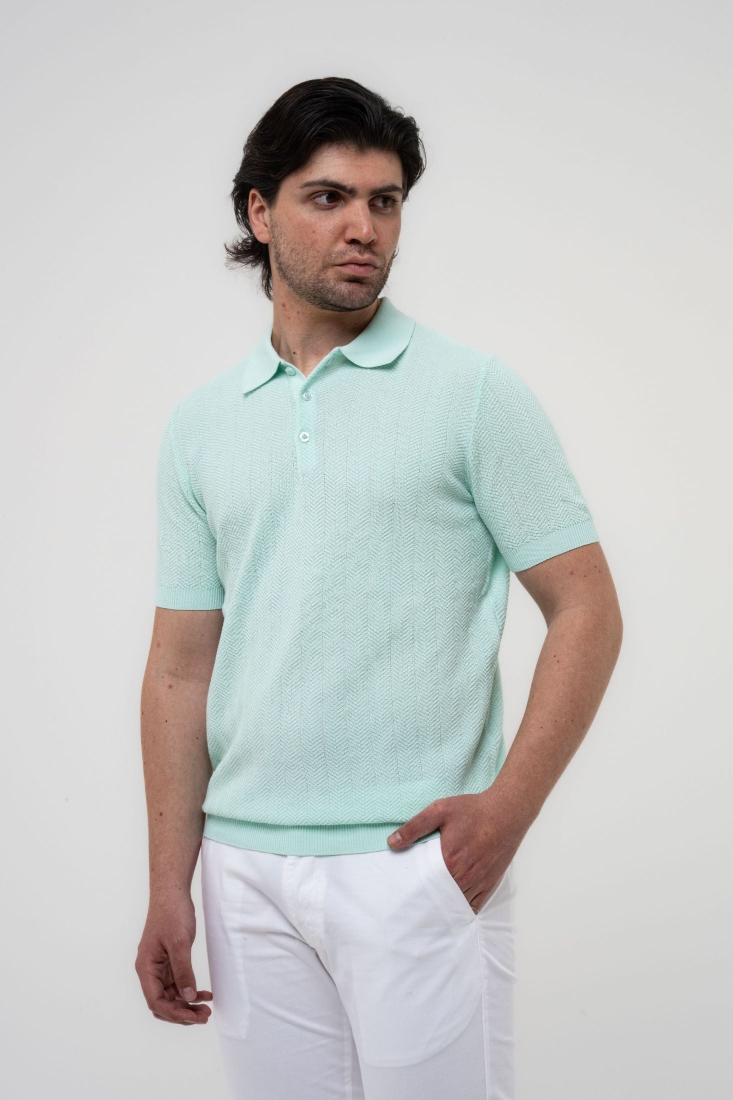 Polo puro cotone texture chevron