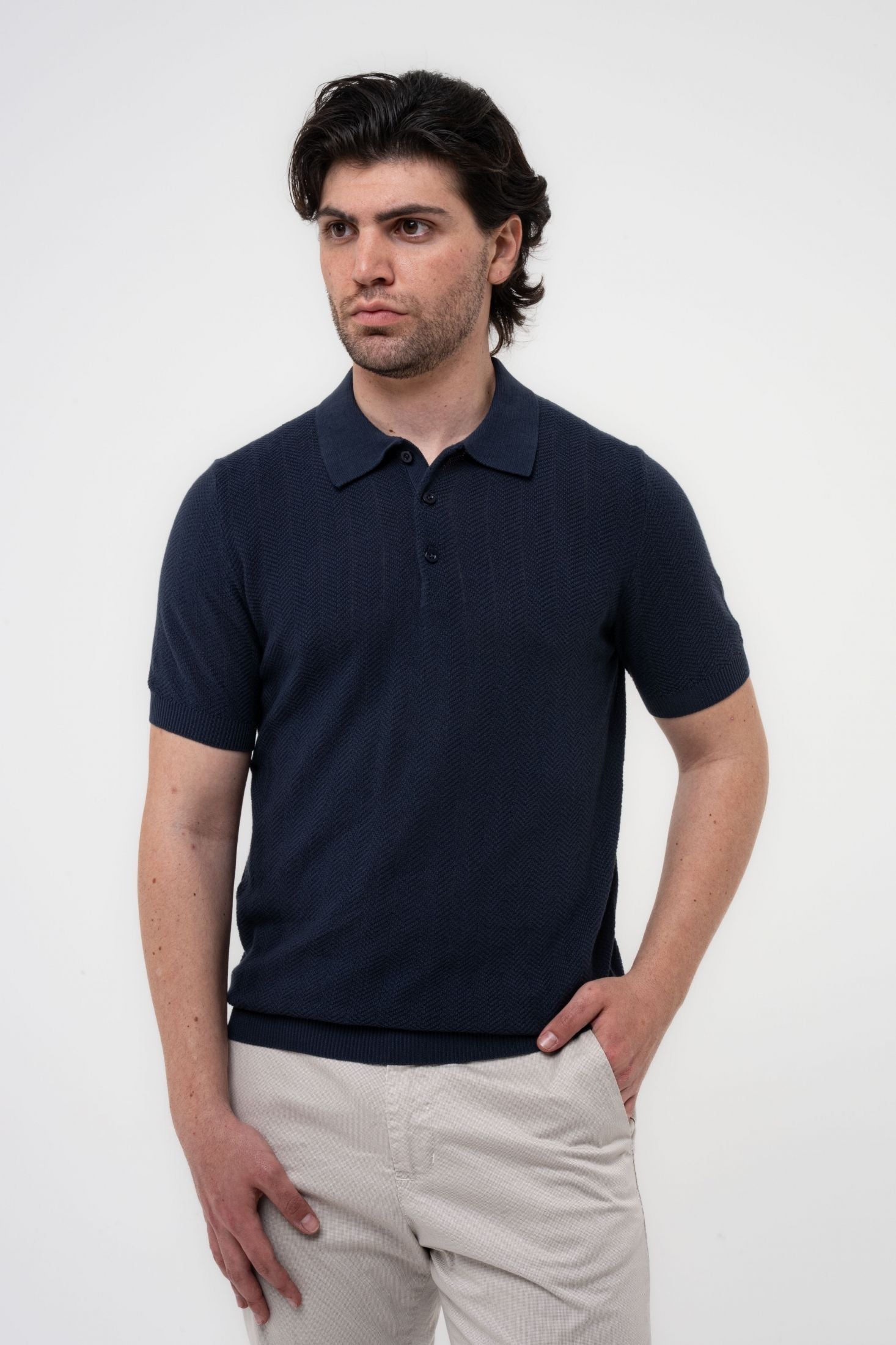 Polo puro cotone texture chevron