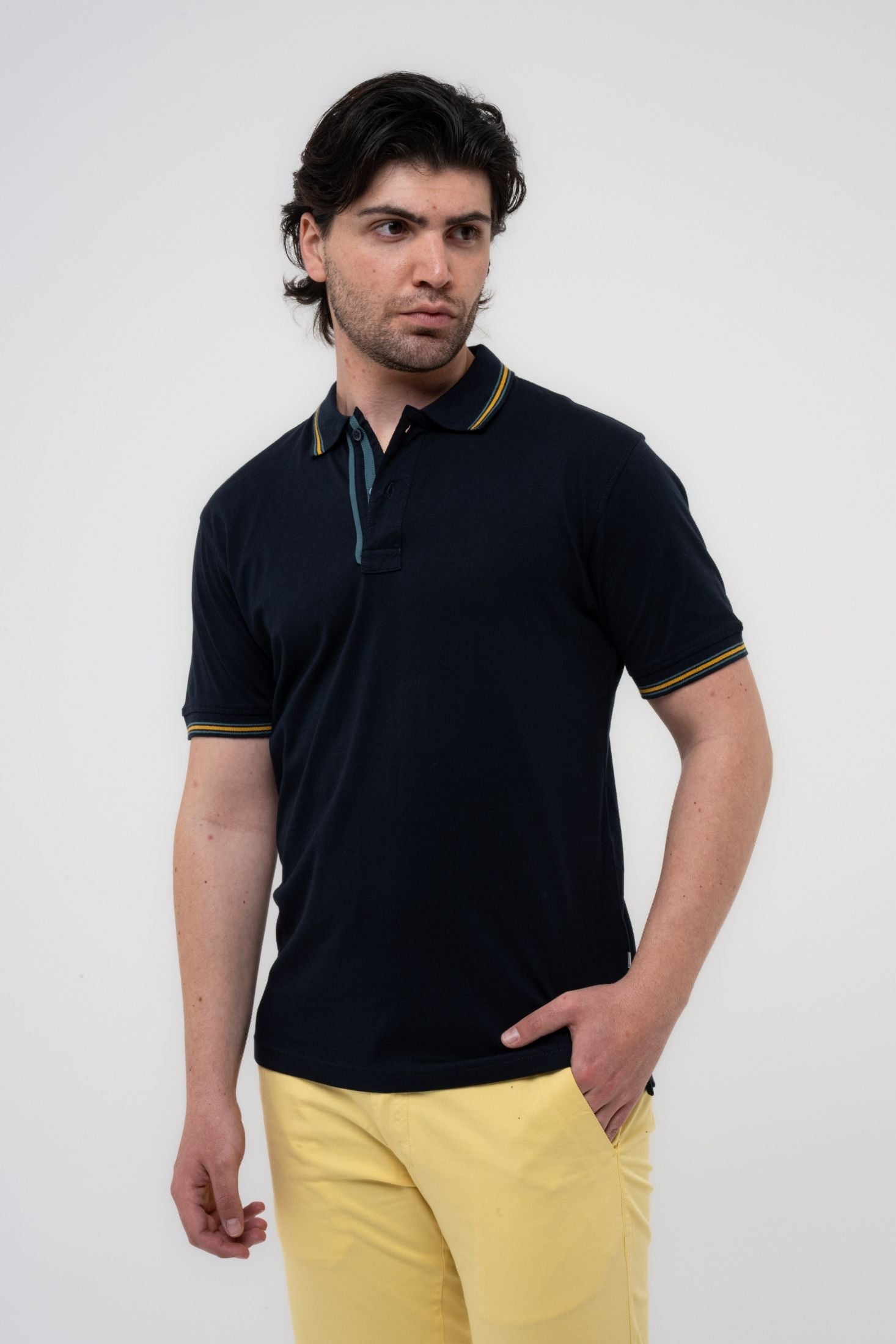 Polo in cotone jersey con profili
