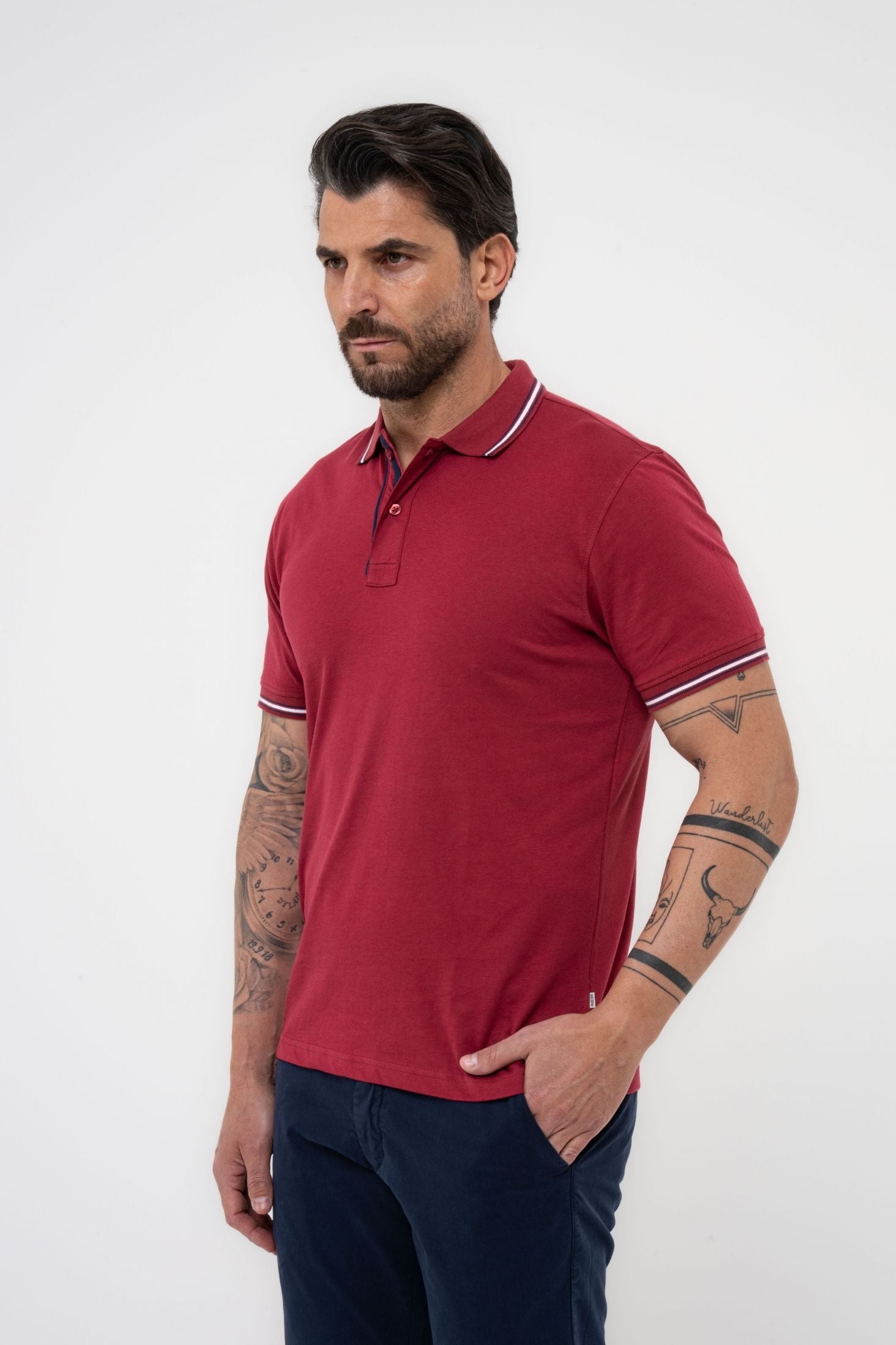 Polo in cotone jersey con profili