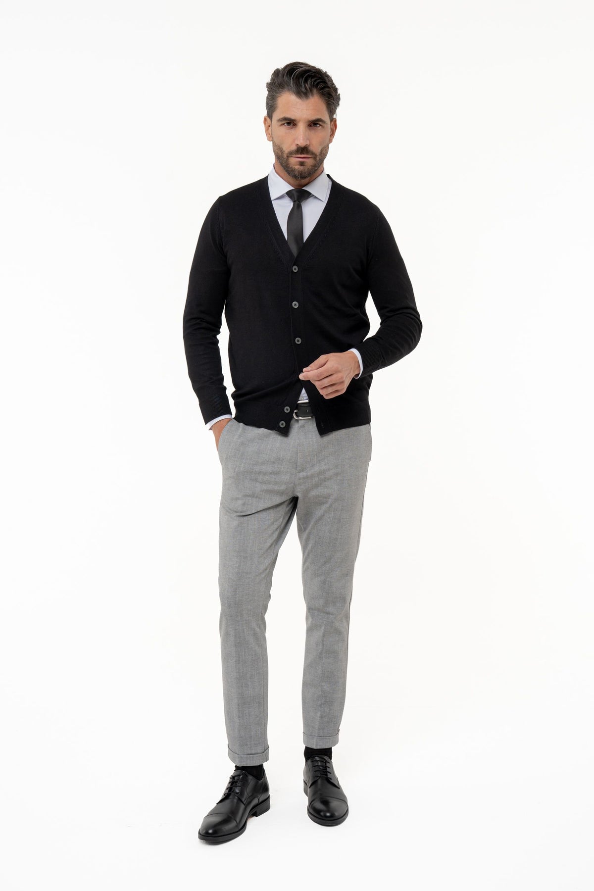 Cardigan in viscosa a manica lunga