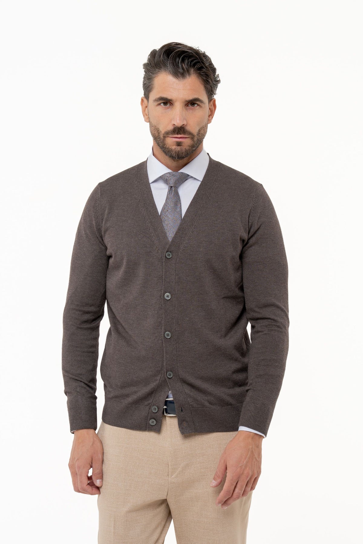 Cardigan in viscosa a manica lunga