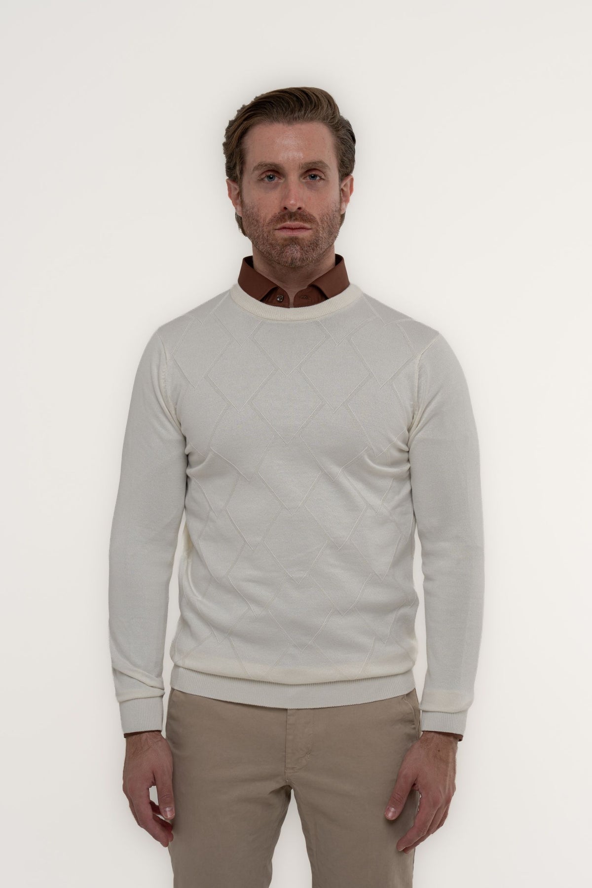 Maglia girocollo con texture in rilievo