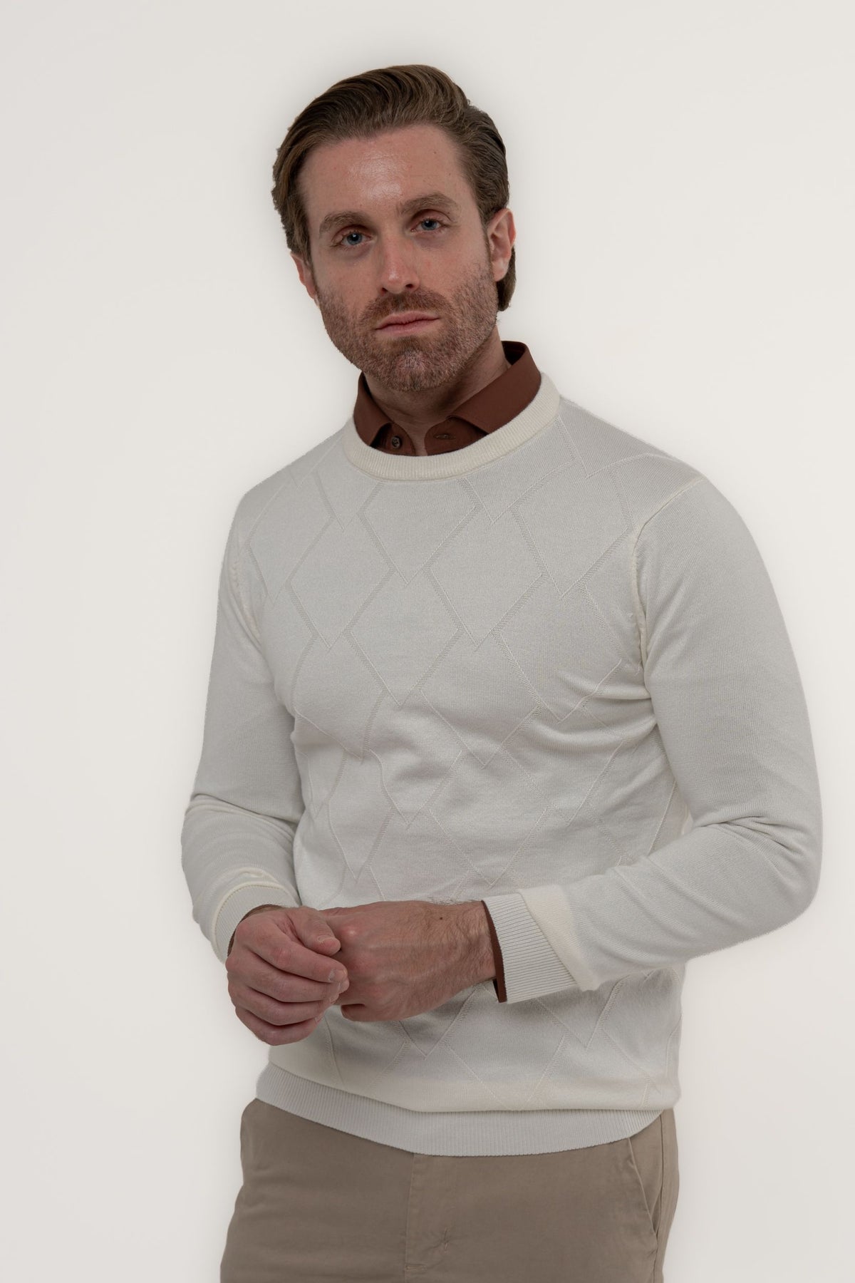 Maglia girocollo con texture in rilievo