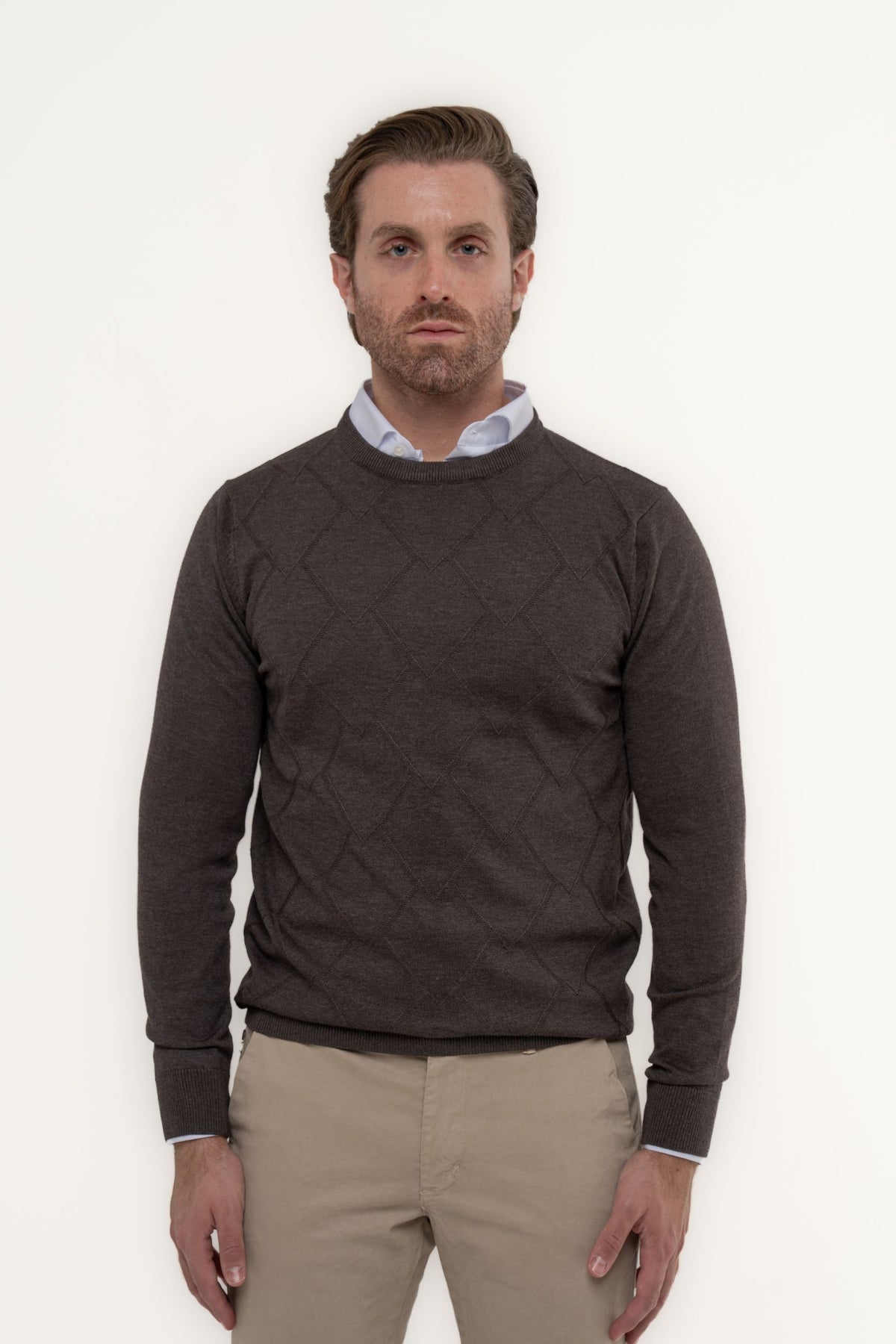 Maglia girocollo con texture in rilievo