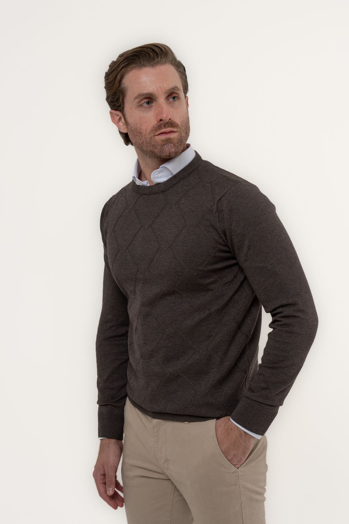Maglia girocollo con texture in rilievo