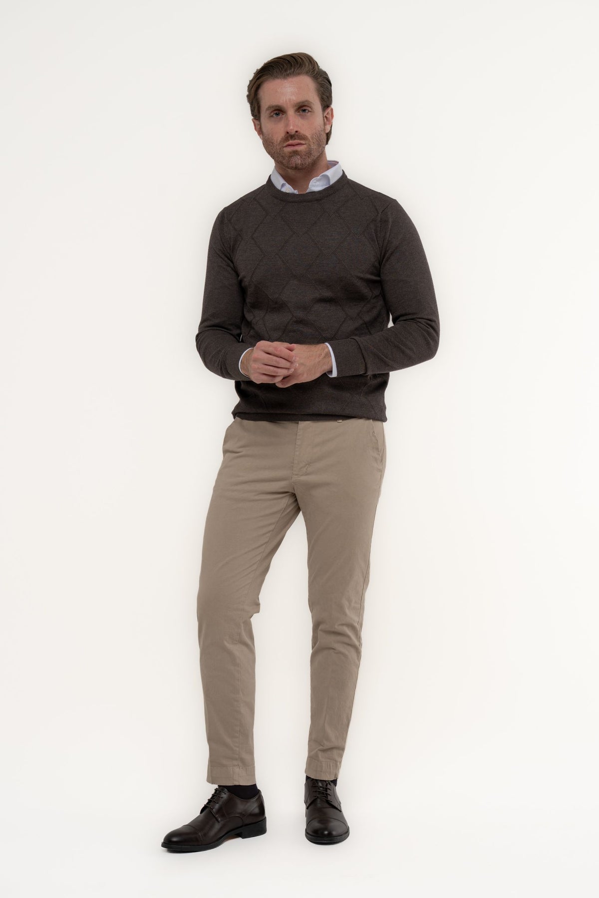Maglia girocollo con texture in rilievo