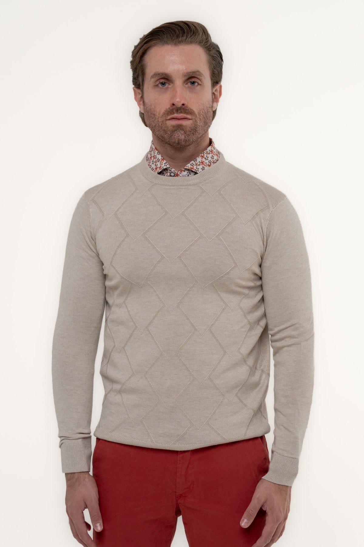 Maglia girocollo con texture in rilievo